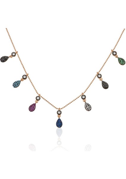 Şans Renkli Taşlar 925 Ayar Gümüş Kolye
