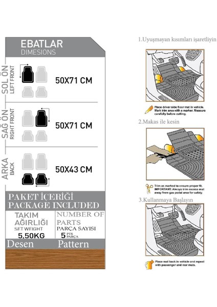 Opel Astra J 2009-2015 Hb Venüs Meşe Oto Paspas Seti fiyatları
