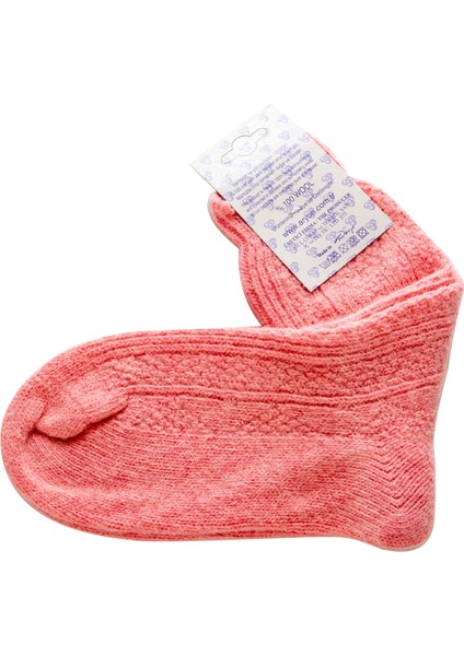 Dikişsiz Uzun Yün Çorap Pembe