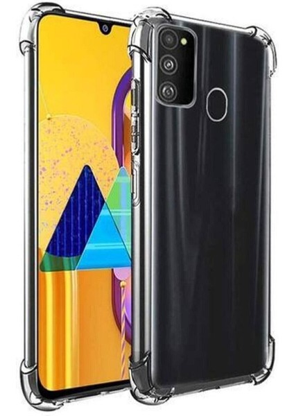 Samsung Galaxy M21 Uyumlu Kılıf Airbag Antishock Köşeli Darbe Emici Şeffaf Sert Silikon Telefon Kılıfı