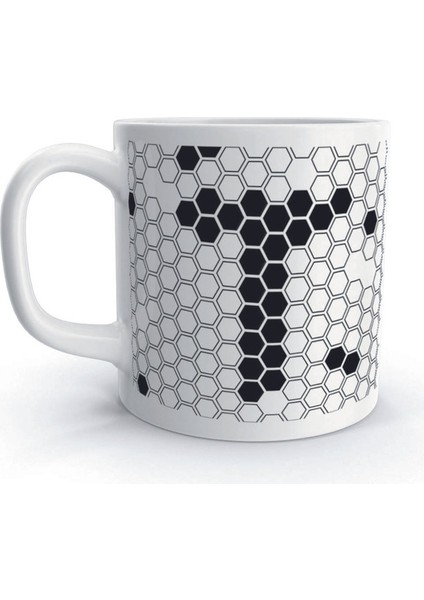 T Harfi Petek Geometrik Tasarım Renkli Harfli Kupa Bardak