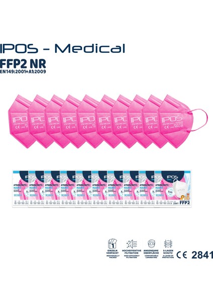 Ipos N95 Ffp2 Pembe Maske 20 Adet