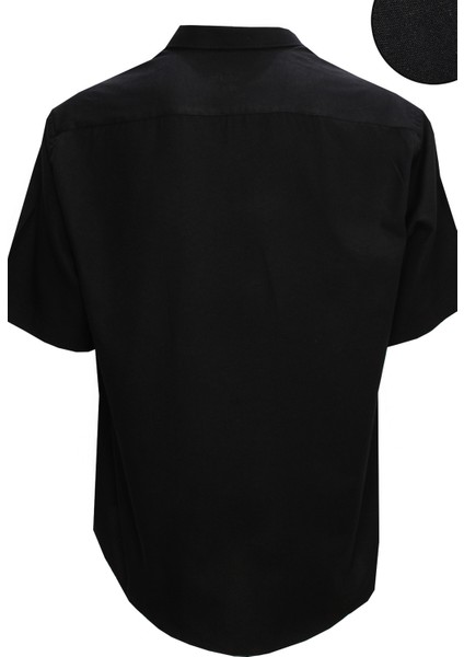 Erkek Siyah Büyük Beden Kısa Kollu Yaka Düğmeli Erkek Gömlek fırsatları
