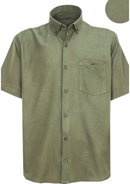 Erkek Yeşil Büyük Beden Kısa Kollu Yaka Düğmeli Erkek Gömlek fiyatları