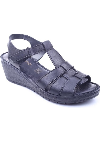 Lobeno 22-D-008 Dolgu Topuk Günlük Anatomik Deri Sandalet