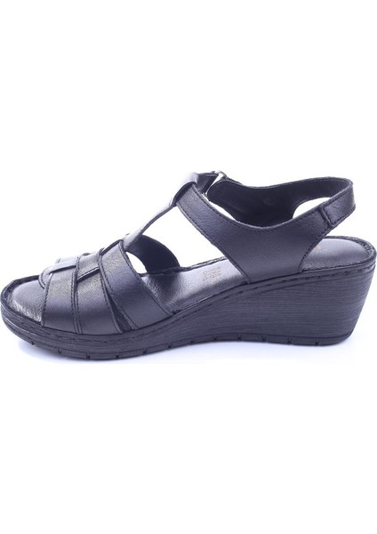 Lobeno 22-D-008 Dolgu Topuk Günlük Anatomik Deri Sandalet modelleri