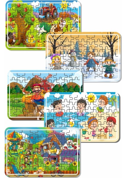 Çiftlik Hayvanları, Deniz, Tatil, Deniz Canlıları, Yılbaşı, Kardan Adam 54 Parça Ahşap Puzzle A41698