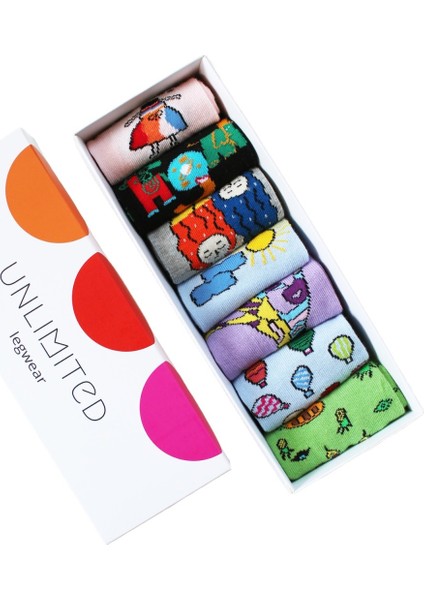 Hayal Gücü Merkezi Derneği Çocukların Çizimlerinden 7li Kadın Soket Çorap Seti