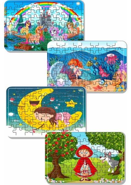 Unicorn, Deniz Kızı, Aydede, Kırmızı Başlıklı Kız 54 Parça Ahşap Puzzle A41701