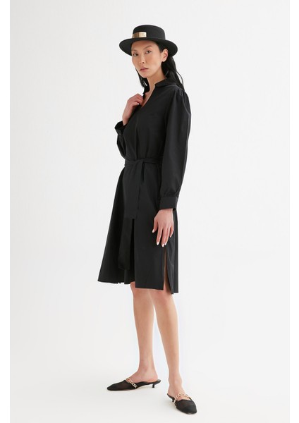 Oversize Yanı Cepli Coton Elbise