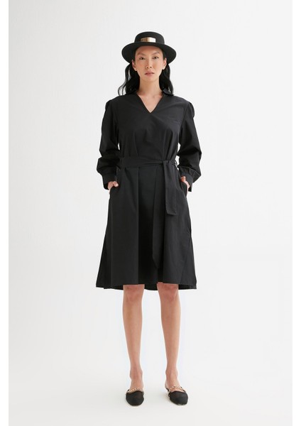 Oversize Yanı Cepli Coton Elbise