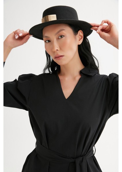 Oversize Yanı Cepli Coton Elbise