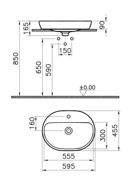 Metropole 5943B003-0041 Oval Çanak Lavabo, 60 cm, Beyaz