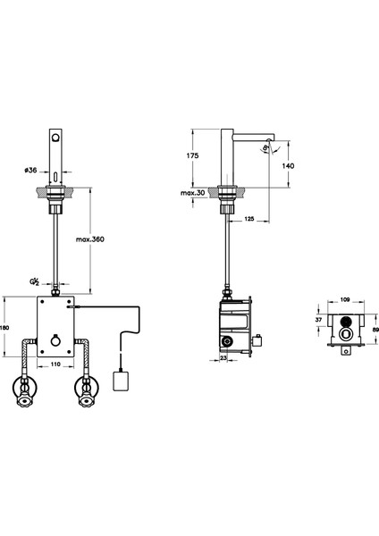 Origin A47213 Temassız Lavabo Bataryası, Elektrikli, Çift Su Girişli, Krom