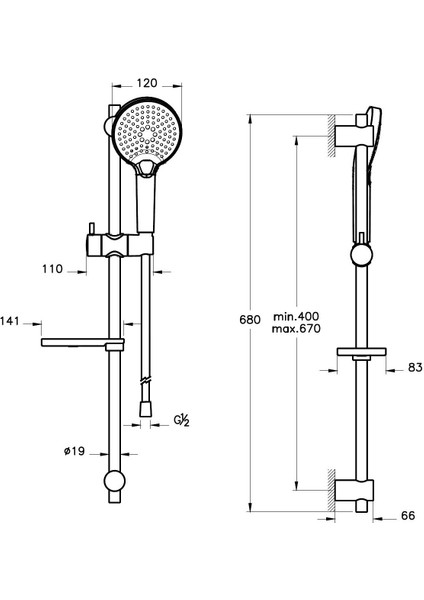 Bliss A45743 3F Sürgülü El Duşu Takımı, Krom