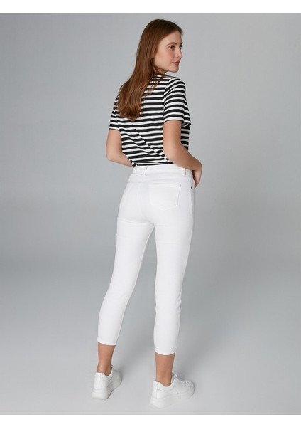Kadın Slim Fit Coton Parça Boya Pantolon