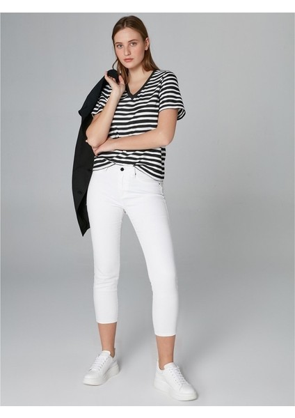 Kadın Slim Fit Coton Parça Boya Pantolon