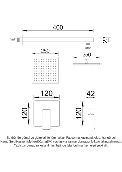 Ankastre Duş Seti Tetra Siyah FAU102-B