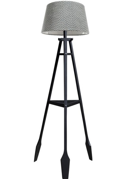 Remi 3 Ayaklı Tripod Lambader Siyah Ahşap Köşe Lambası Abajur Avize Aydınlatma Ahşap Siyah Ağaç Country Dekor Lamba Aplik Masif Doğal