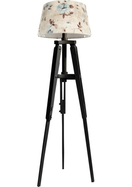 Piega Tripod Lambader Abajur Avize Aydınlatma Ahşap Siyah Ağaç Country Dekor Lamba Aplik Masif Doğal