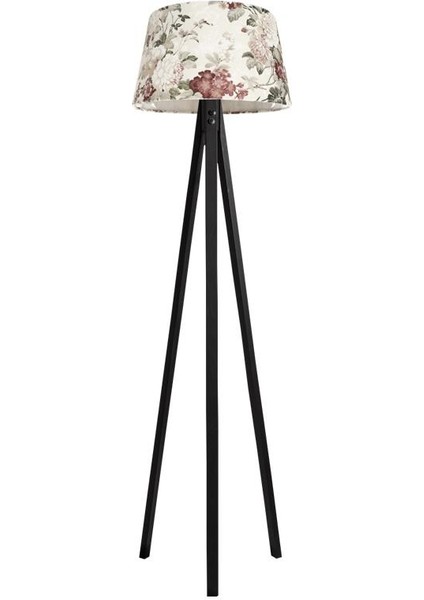 Düz 3 Ayak Tripod Lambader Abajur Avize Aydınlatma Ahşap Siyah Ağaç Country Dekor Lamba Aplik Masif Doğal