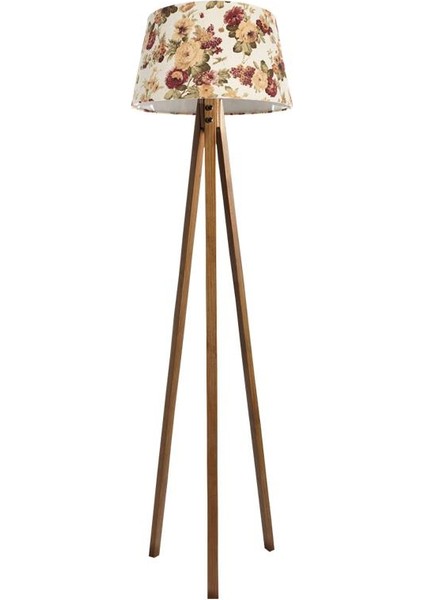 Düz 3 Ayak Tripod Lambader Abajur Avize Aydınlatma Ahşap Naturel Ağaç Country Dekor Lamba Aplik Masif Doğal