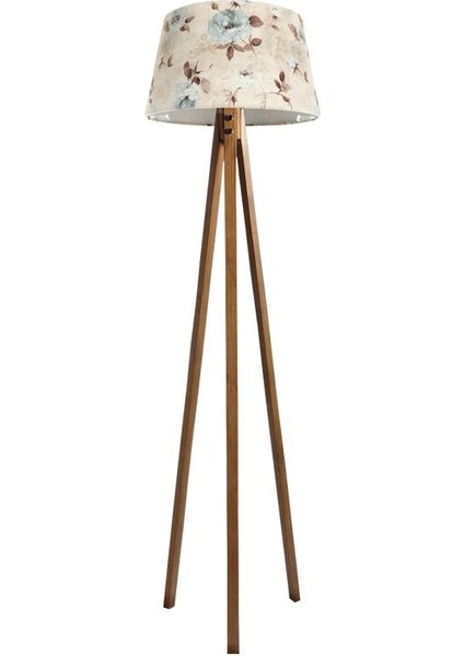 Düz 3 Ayak Tripod Lambader Abajur Avize Aydınlatma Ahşap Naturel Ağaç Country Dekor Lamba Aplik Masif Doğal