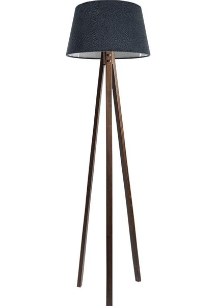 Düz 3 Ayak Tripod Lambader Abajur Avize Aydınlatma Ahşap Ceviz Ağaç Country Dekor Lamba Aplik Masif Doğal