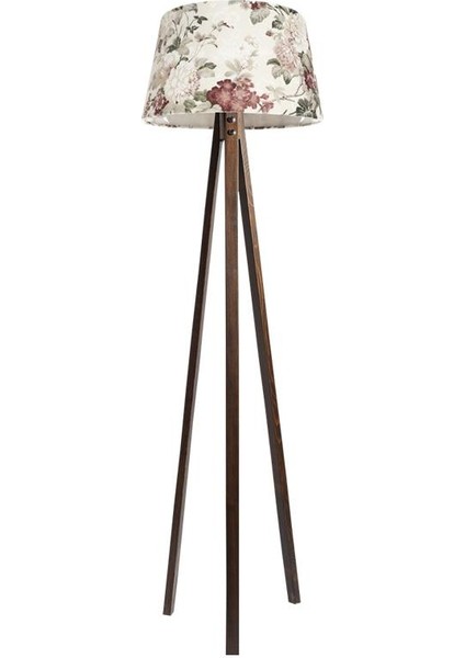 Düz 3 Ayak Tripod Lambader Abajur Avize Aydınlatma Ahşap Ceviz Ağaç Country Dekor Lamba Aplik Masif Doğal