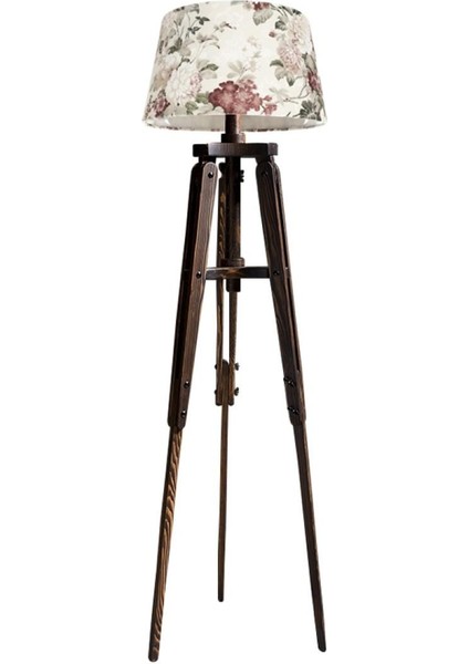 Piega Tripod Lambader Abajur Avize Aydınlatma Ahşap Ceviz Ağaç Country Dekor Lamba Aplik Masif Doğal