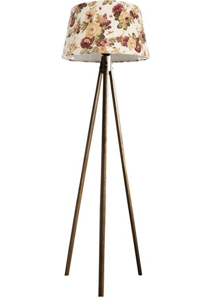 Oval 3 Ayak Tripod Lambader Abajur Köşe Lambası Ahşap Naturel Ağaç Country Dekor Lamba Aplik Masif Doğal