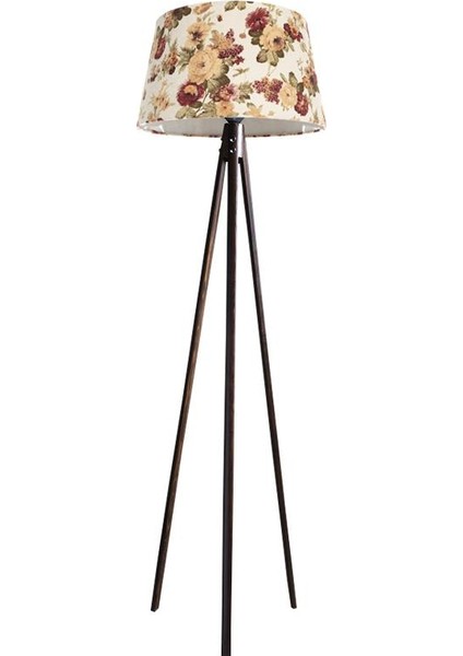 Oval 3 Ayak Tripod Lambader Abajur Köşe Lambası Ahşap Ceviz Ağaç Country Dekor Lamba Aplik Masif Doğal