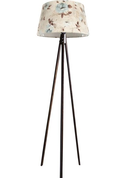 Oval 3 Ayak Tripod Lambader Abajur Köşe Lambası Ahşap Ceviz Ağaç Country Dekor Lamba Aplik Masif Doğal