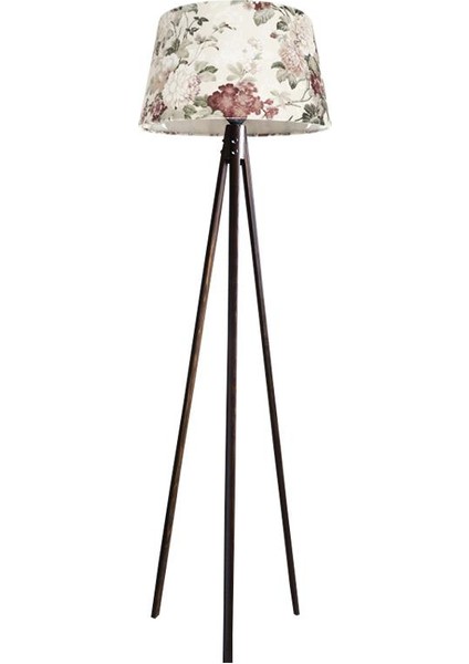 Oval 3 Ayak Tripod Lambader Abajur Köşe Lambası Ahşap Ceviz Ağaç Country Dekor Lamba Aplik Masif Doğal