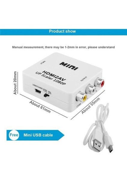 HDMI To Rca Tos Av Çevirici Dönüştürücü Tüplü Tv Av Video Adaptör