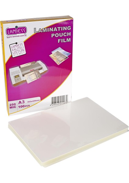 A-3 303 x 426 mm 250 Mıc.mat Polyester Laminasyon Filmi 100'LÜ