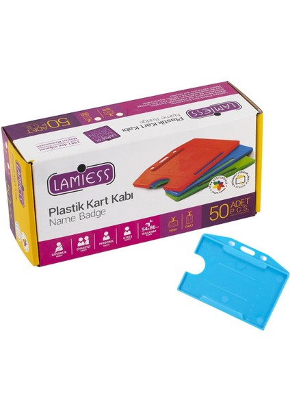 Lms 214 Yatay Plastik Kart Kabı Turkuaz