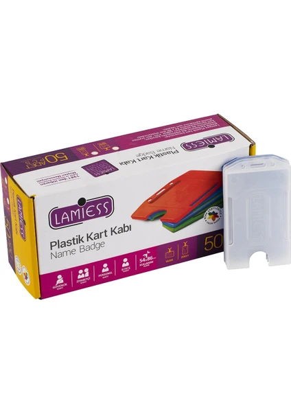 LMS217 Dikey 54x86 Plastik Kart Kabı 50 Ad. (153 04 0606)