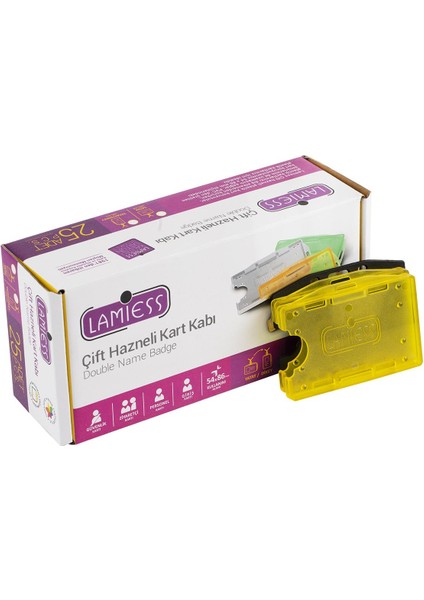 Lms 211 Yatay Dikey Çift Hazneli Kart Kabı Şeffaf Sarı