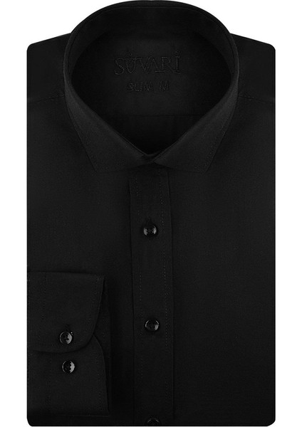 Slim Fit Siyah Erkek Gömlek