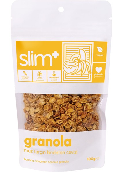 3 Paket Muz Tarçın Hindistan Cevizi Glutensiz Ilave Şekersiz Vegan Granola 100gr