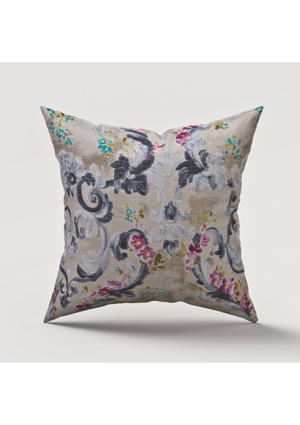 Menekşe Çiçek Baskılı Duck Kumaş Kırlent 45*45 cm - 575