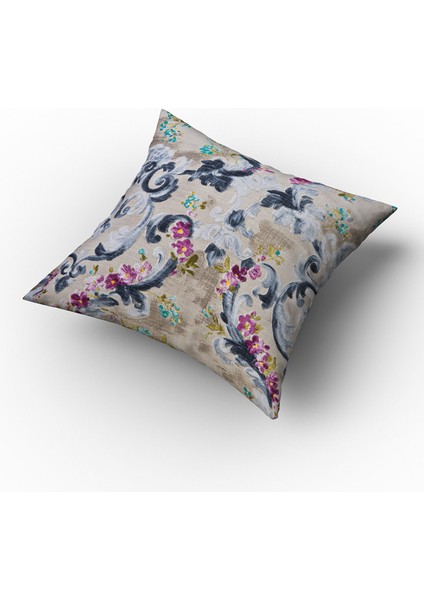 Menekşe Çiçek Baskılı Duck Kumaş Kırlent 45*45 cm - 575