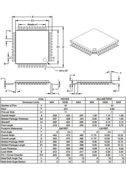 PIC18F452 I/pt Smd Tqfp-44 8-Bit 40MHZ Mikrodenetleyici Orjinal