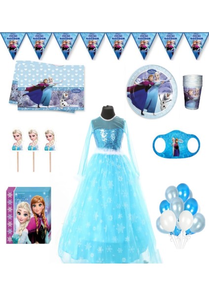 Parti Kırtasiye Frozen Elsa Kostümlü Doğum Günü Seti 8 Kişilik