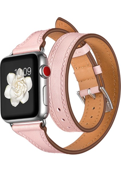 Apple Watch Uyumlu 7 45MM 6-5-4 44MM Çift Tur Deri Koron Kayış 3-2-1 42MM modelleri