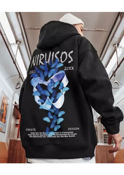 Büyük Beden Kapüşonlu Nıuısos Sırt Baskılı Oversize Yeni Stil Erkek Sweatshirt fiyatları