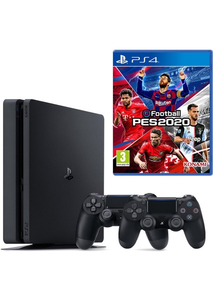 Playstation 4 Slim + 2.Dualshock + Ps4 Pes 2020