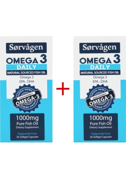 Omega 3 Daily Saf Balık Yağı, 50 Kapsül, 1000 Mg - 2 Adet