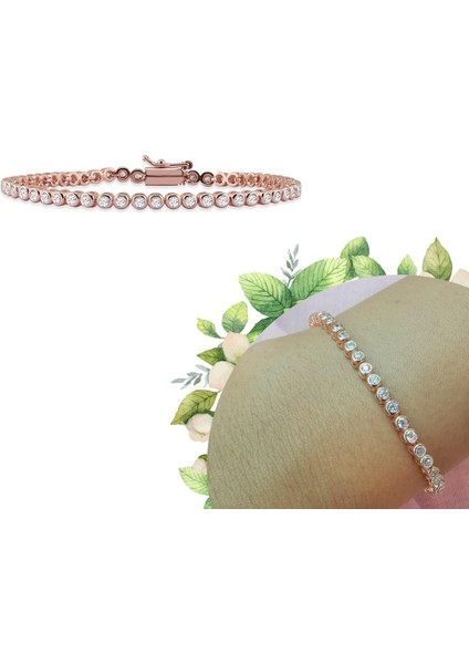 Su Yolu Gümüş Bileklik Sıvama Rose